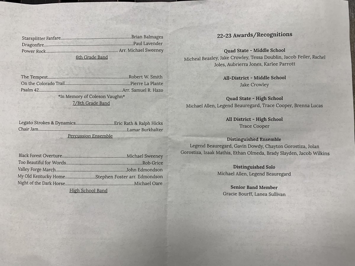 NCaseBand's tweet photo. Spring Concert: ✅
Students performed a great concert last night and I’m very proud of their work to make it possible. #BomberBand #BandofPride https://t.co/SGWWJfsFOS