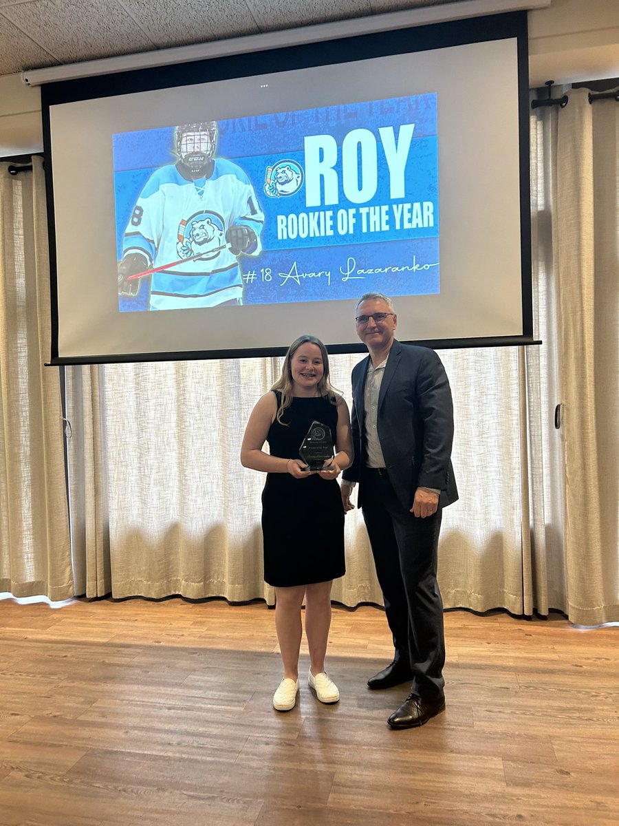 🏆ROOKIE OF THE YEAR🏆

Congrats to Avary Lazarenko! 

Avary had an impressive first year on the blue line, finishing 5th in league points by a defensemen while becoming the all-time leading point scorer rookie defensemen in program history with 26 points.