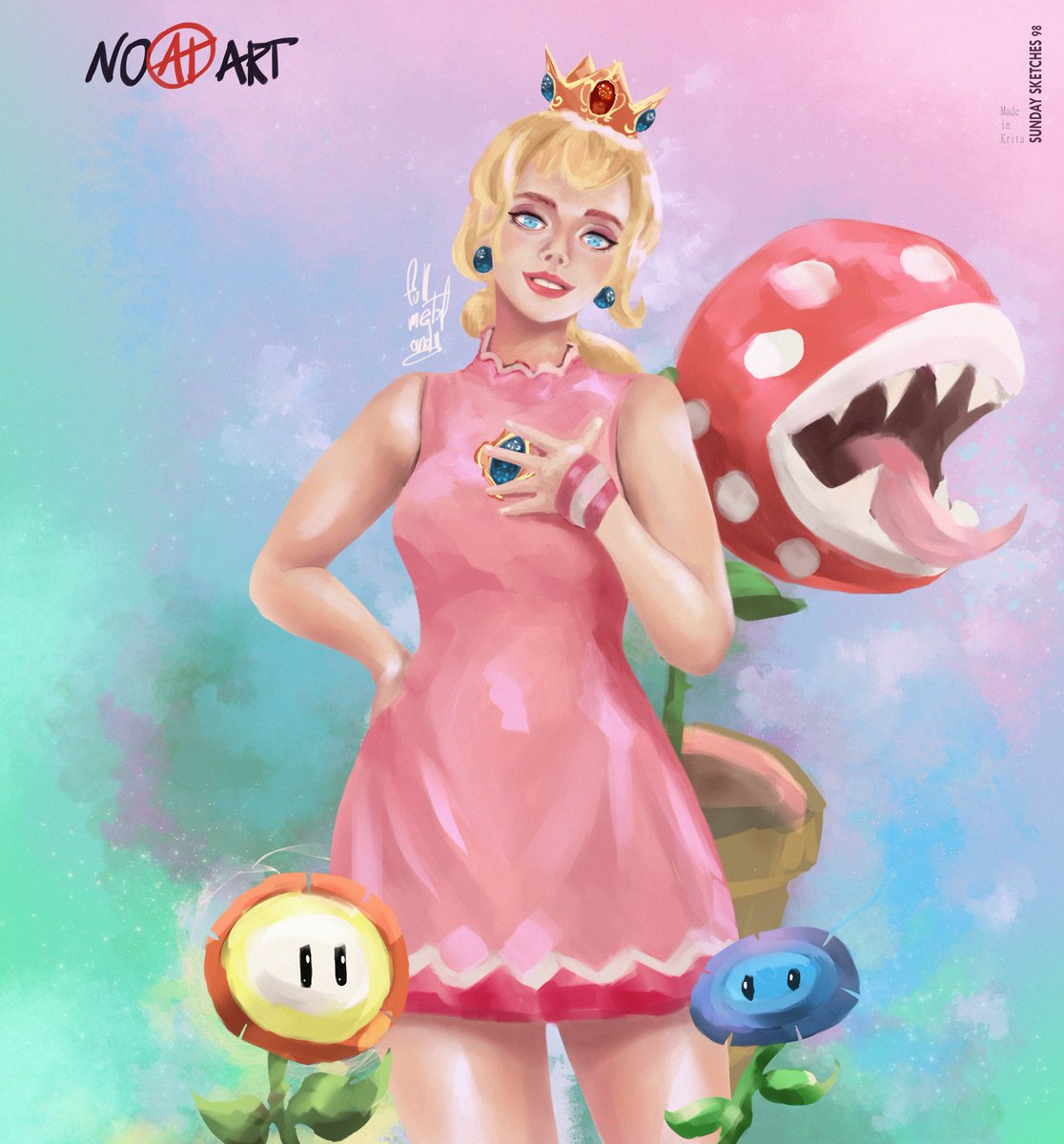 Princesa Peach 🌸

Inspired in @halcybella performance #ピーチ姫 #60sstyle #60s #plantmom  #Mario #Peach #SuperMarioBros #Nintendo #MarioBrosMovie #mushroomkingdom #FlowersOnFriday  #DigitalArtist  #digitalart #krita #gameart #noaiart