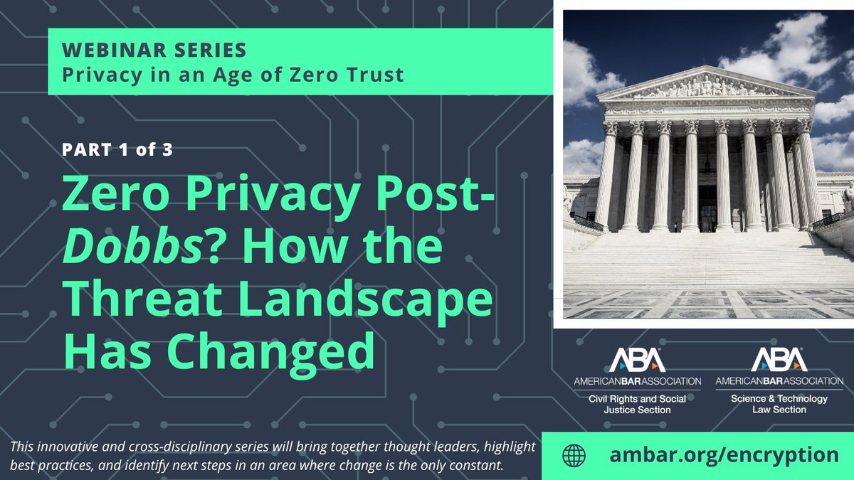 ABA Section of Civil Rights and Social Justice (@aba_crsj) on Twitter photo Register for the kickoff of our three-part webinar series with <a href="/ABASciTech/">ABA SciTech</a> on TUESDAY at 1:00 p.m. ET, ft. <a href="/willmaryescoto/">Willmary 👸🏾</a> (<a href="/accessnow/">Access Now</a>), <a href="/nicolasterry/">Nicolas Terry</a> (@IUMcKinney & @iuhealthlaw) and Lothar Determann (<a href="/bakermckenzie/">Baker McKenzie</a>)!
Register HERE ➡️ bit.ly/3Lxf6dl Register for the kickoff of our three-part webinar series with <a href="/ABASciTech/">ABA SciTech</a> on TUESDAY at 1:00 p.m. ET, ft. <a href="/willmaryescoto/">Willmary 👸🏾</a> (<a href="/accessnow/">Access Now</a>), <a href="/nicolasterry/">Nicolas Terry</a> (@IUMcKinney & @iuhealthlaw) and Lothar Determann (<a href="/bakermckenzie/">Baker McKenzie</a>)!
Register HERE ➡️ bit.ly/3Lxf6dl