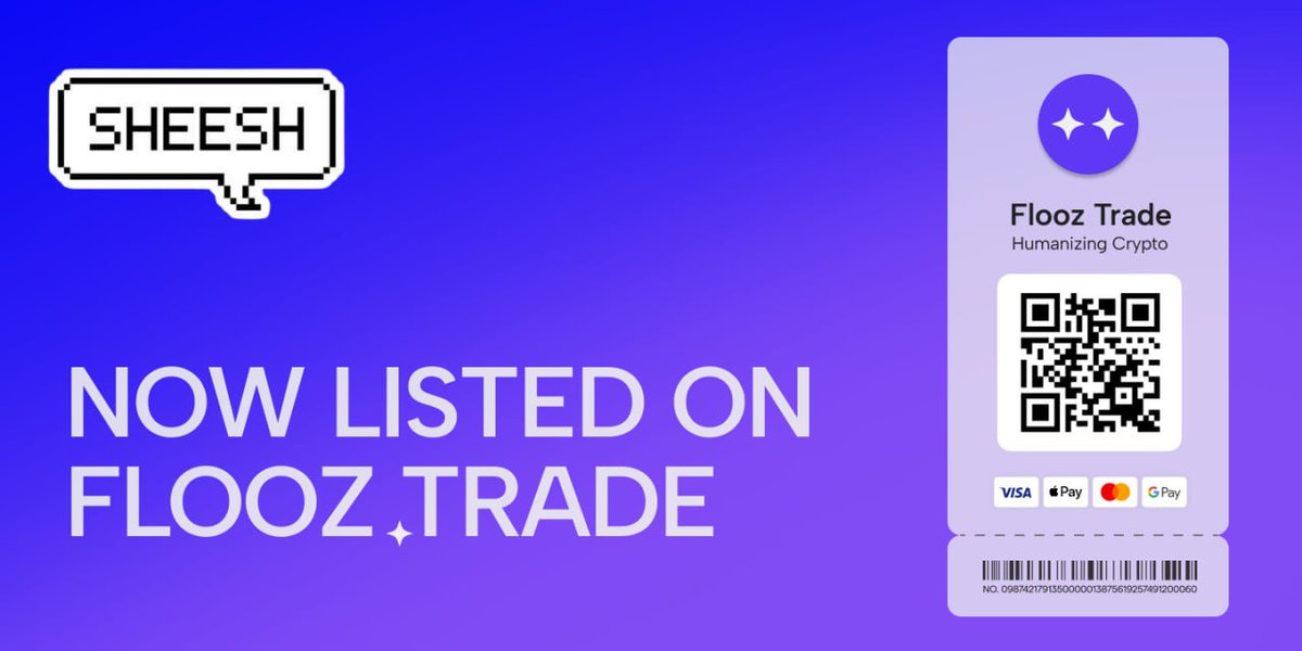 $SHEESH is now listed on <a href="/flooz_xyz/">The Vibe Trading App by Flooz</a> 

You can now buy Sheesh using FIAT on Flooz and soon directly from the Sheesh website! 
 flooz.xyz/trade/0x014550…