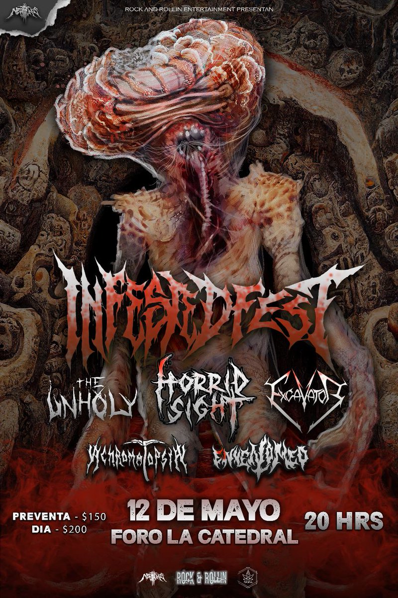 BBeat105's tweet photo. Hoy, 12 de mayo, hay estos shows:
- En #ForoLaCatedral, el #InfestedFest con #TheUnholy, #HorridSight, @Excavator, @AchromatopsiaMx y #Envenomed
- En #LaUTA, #CríaCuervos, #Tasted, #StarForce y #Battlefront
- En #NoSomosNadaDistroCafe, #SatánicoPandemonium, #Oculto y #Veljet https://t.co/aKlUGe82UX