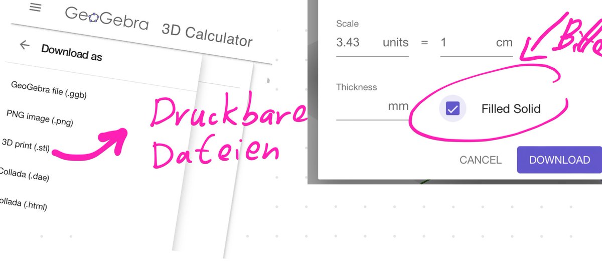 BildungGanzOben's tweet photo. GeoGebra zum Anfassen 🤩
Zwar nicht aus der (einfacheren) App für Tablet, aber über den Browser und in der Vollversion auf Mac und Win, slicen und dann ab zum 3D-Drucker. 
Hier am Beispiel von Dachkonstruktionen als Schnitt von Ebenen um den Winkel zu bestimmen. #twlz https://t.co/RouvNqrF40