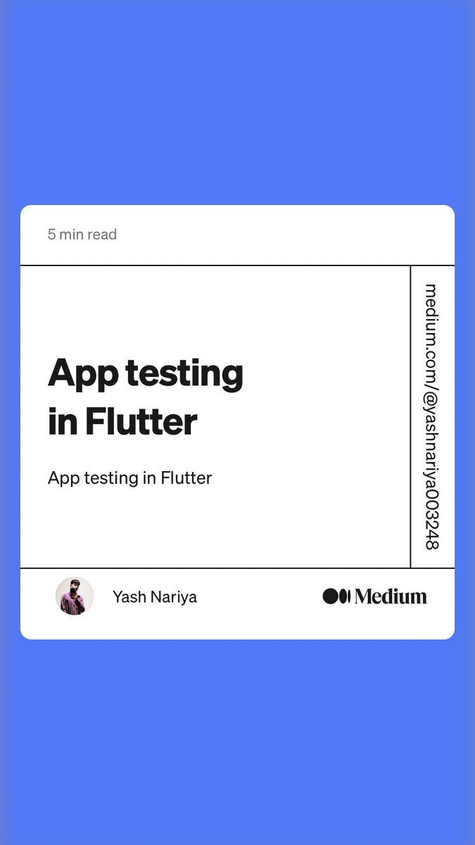 yashh3023's tweet photo. Hello guys read My recent blog on Medium #like and #share blog 
“App testing in Flutter” by Yash Nariya
https://t.co/DiHbsQJoVw
#devlife #coder #flutter #codeislove
#flexioninfotech https://t.co/27rqMfQeJO