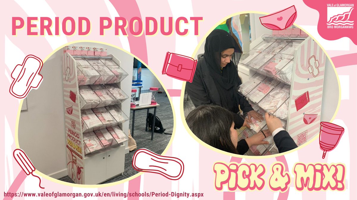 We are passionate about making period products accessible to EVERYONE 🩸💖

In addition to the 53 collection points across the Vale, we have just launched the first of our period product ‘pick n mix’ stands 🤩

📍 Civic Office
📍 <a href="/PencoedtreHS/">Pencoedtre High School</a>
📍 <a href="/HafodHousing/">Hafod Housing</a> Golua Food Project