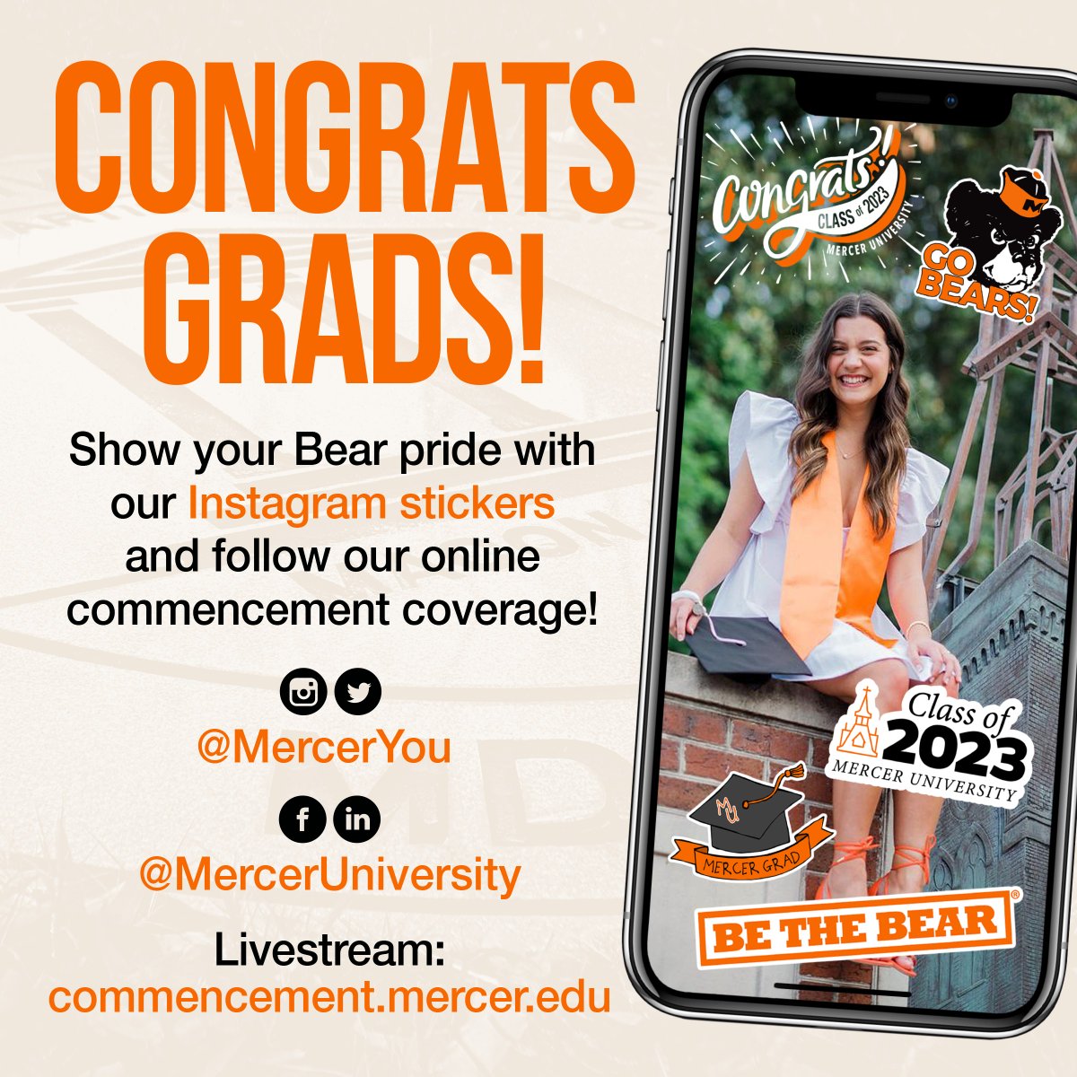 MercerYou's tweet photo. Our #ClassOf2023 celebrations are just getting started! Mercer has four commencements coming up over the next three days. #Mercer2023 (1/2) https://t.co/GdnxNmEtXi