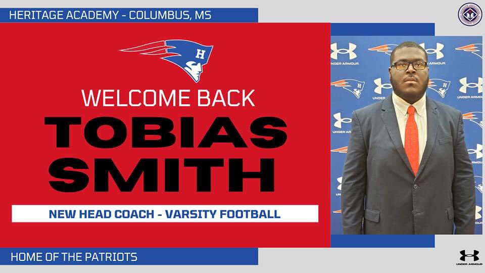 Heritage Academy Athletics | HSN (@hapatriotsports) on Twitter photo Heritage Academy is proud to announce our new Head Football Coach Tobias Smith (<a href="/SmithT67/">Coach Smith</a>)! Welcome back to the Heritage family Coach Tobias! #FAMILY Heritage Academy is proud to announce our new Head Football Coach Tobias Smith (<a href="/SmithT67/">Coach Smith</a>)! Welcome back to the Heritage family Coach Tobias! #FAMILY