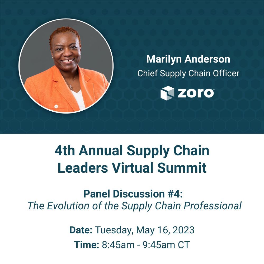 Are you a supply chain professional? Here’s your chance to learn from Zoro’s Chief Supply Chain Officer, Marilyn Anderson, about The Evolution of the Supply Professional! Register FREE for this virtual panel discussion: bit.ly/3mxrRfu.  #zorousa