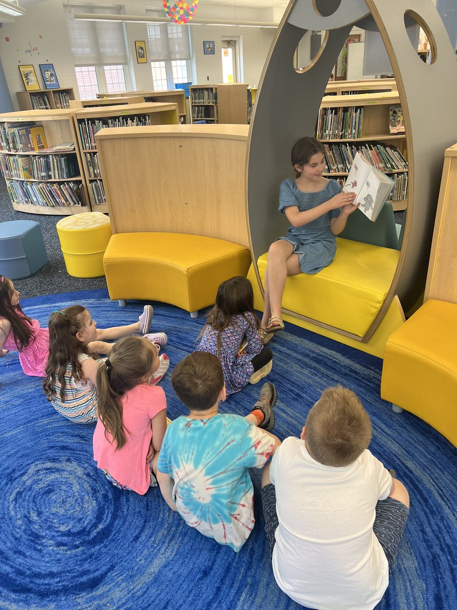 These are 3 of my amazing library ambassadors who come to read and book shop with K students. This type of peer leadership is what makes my heart skip a beat! #PORG #ramseyreaders