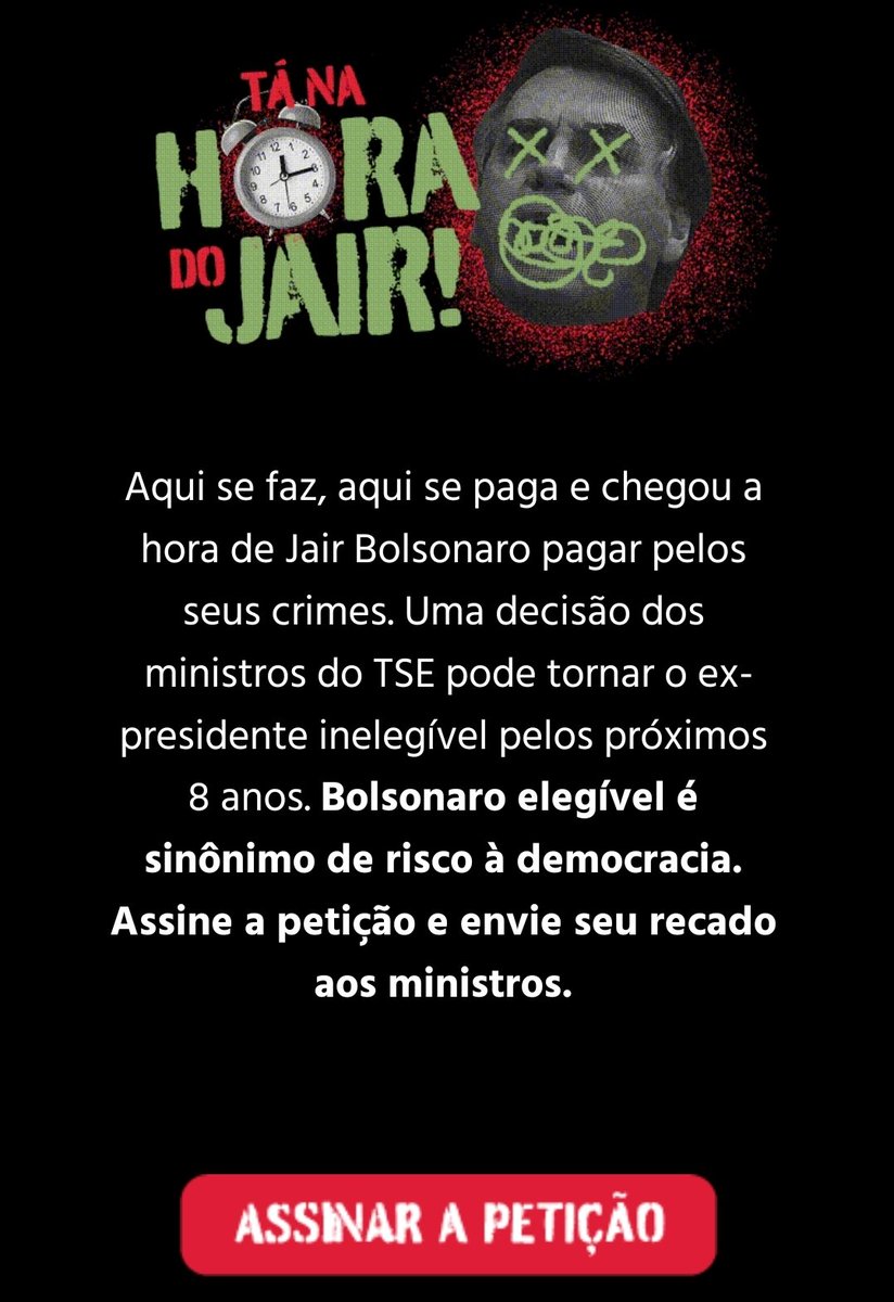 cesarcalejon1's tweet photo. Tá na hora do Jair Bolsonaro pagar pelos crimes que cometeu: genocídio, epidemia, contra a democracia, peculato, corrupção etc. etc. etc. ASSINE a petição 👉 https://t.co/efUgnWxBsy e RT. O genocida não pode ficar impune e a pressão popular é decisiva nesse momento! ⚖ https://t.co/3ZpBY7ibmt