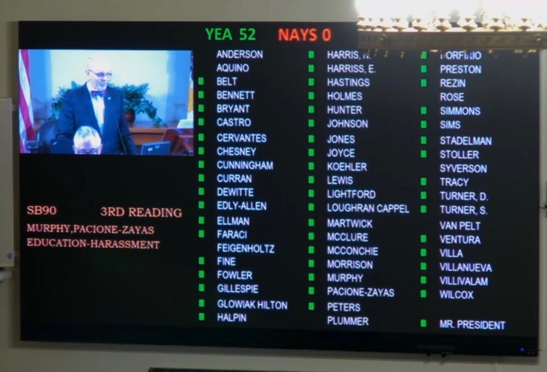 Look at all those YEA’s!!!!! We love to see it! Thank you Senators for recognizing the importance of having #Racismfreeschools