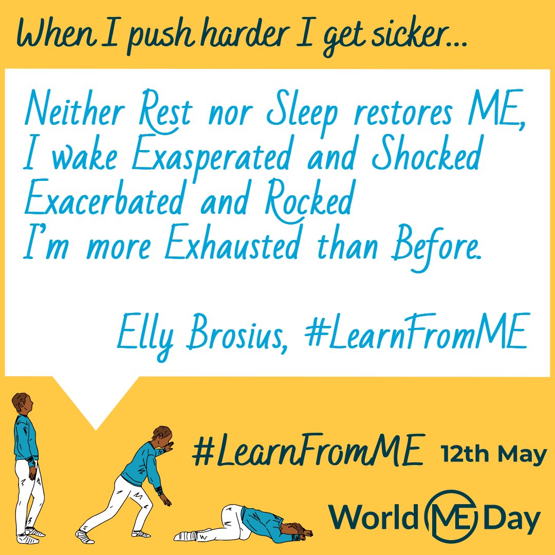 '(After rest and sleep) More Exhausted than Before '
 #LearnFromME #May12
#MEAwarenessDay #WorldMEDay #MillionsMissing #StillSickStillFighting @MEActNet @WorldMEAlliance @itsbodypolitic #MyalgicEncephalomyelitis