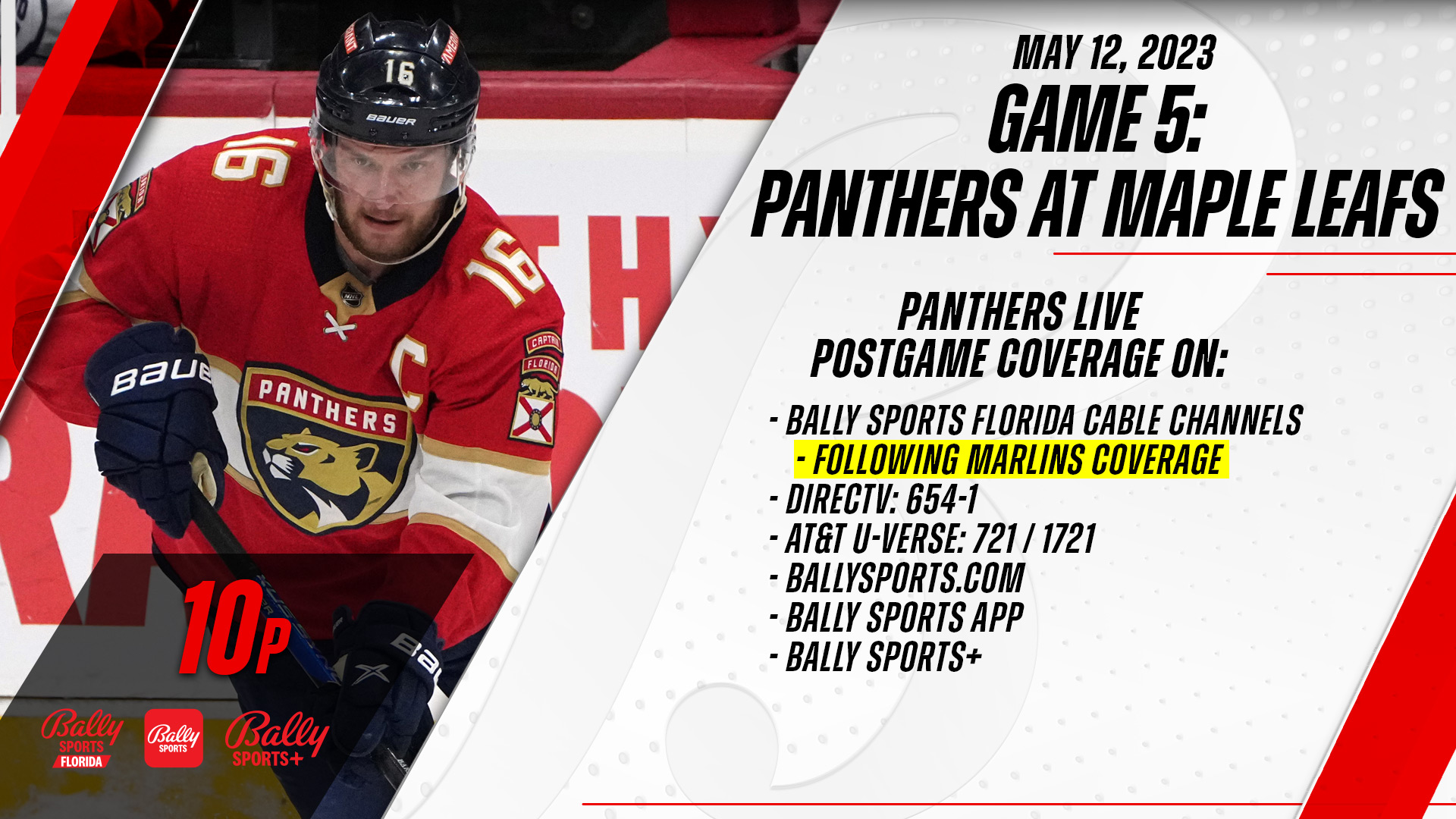 Bally Sports Florida: Panthers on Twitter: 'Panthers Live will have  complete coverage and analysis of the Game 5 action tonight. Here's how you  can watch the show tonight on Bally Sports Florida! #