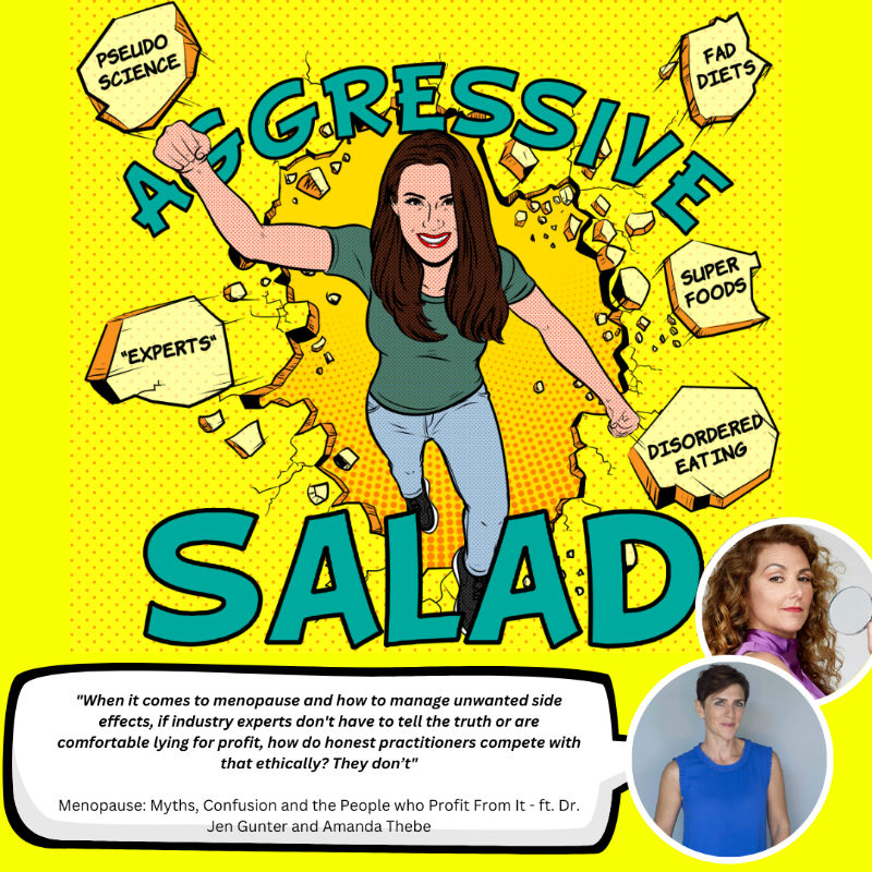 Excited for this ep of Aggressive Salad podcast! Joined by the incredible @amandathebex and @DrJenGunter. Join us as we debunk, clarify and educate on all things menopause. Please leave a review on Spotify or Apple podcasts. #aggressivesalad #podcast