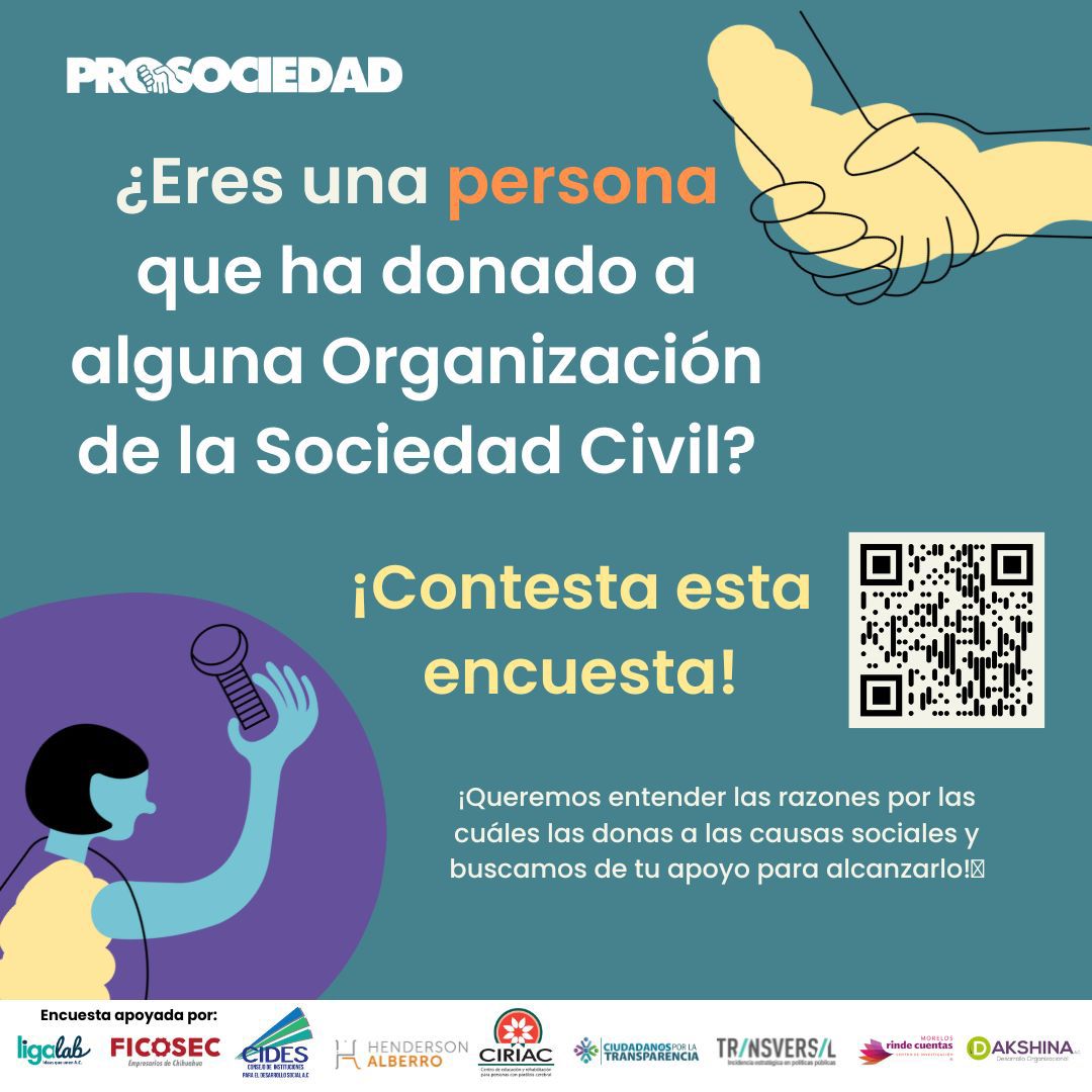 ¿Sabías que una OSC en México recauda en promedio sólo 2,800 pesos diarios en donativos en efectivo? ¡Ayúdanos a entender cómo aumentar esta cifra! Creemos que la generosidad de las y los mexicanos es mucho más grande.🔗Responde la encuesta.