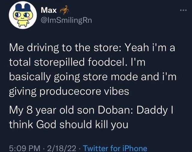 fallowfrog's tweet photo. storepilled foodcel gets me every fucking time https://t.co/DiJV3kruUX