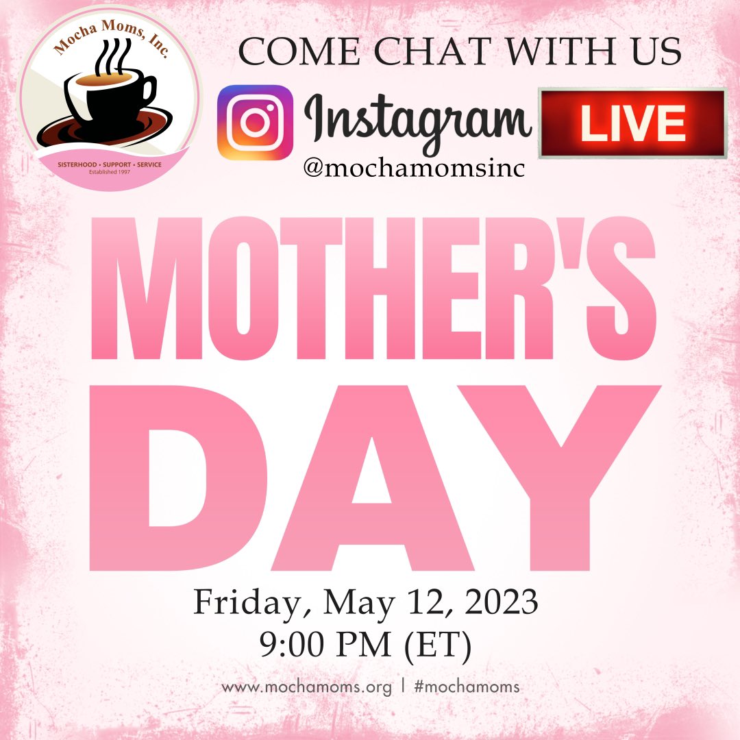 mochamomsinc's tweet photo. We’re GOING LIVE! Join us TONIGHT at 9 pm (ET) on IG for a #mothersday chat. It’s ALL THINGS MOMMY! 

Click to join us 
https://t.co/wdbGyRlz9J

#mochamoms
#mommysisterhood
#momfriends https://t.co/J74bJA8g36