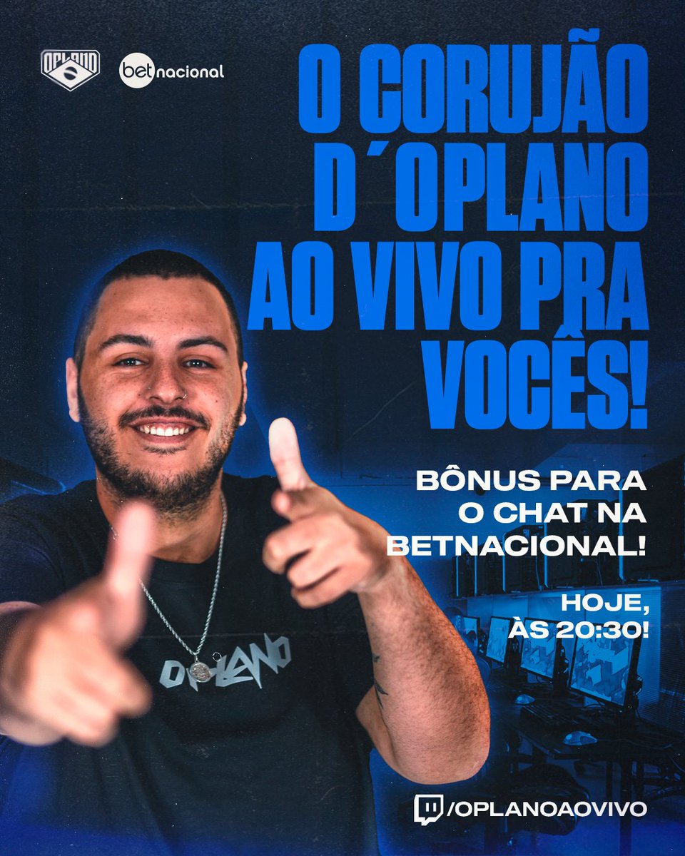 ⚠️ASSISTA AO CORUJÃO D´O PLANO⚠️

Hoje é dia de BetNight, <a href="/kngvito/">Vito Giuseppe</a> e os influencers já estão na casa esperando os 2 torcedores sorteados para entrarem no server e trocarem tiro a noite toda.
Vai rolar uns bônus na <a href="/betnacional/">Betnacional</a> então cola lá!!!

📺 twitch.tv/oplanoaovivo
⏰20:30H