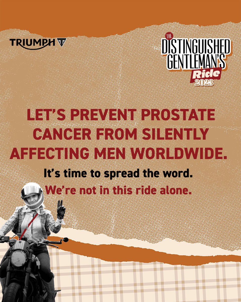 IndiaTriumph's tweet photo. There's a lesser-known type of cancer that affects men almost as much as Lung Cancer. Do you know what it is?

You're not in this ride alone.

#DGR2023 #DGRIndia2023 #TriumphDGR #NotRidingSolo #GentlemansRide https://t.co/Xl8GFaq8Uu