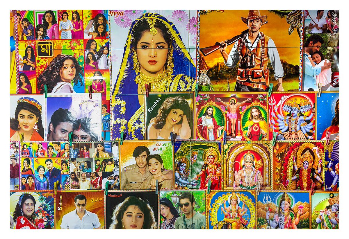 Posters at a poster shop. West Bengal, 2014. 

Celebrities and Gods. 

#visualnotes
