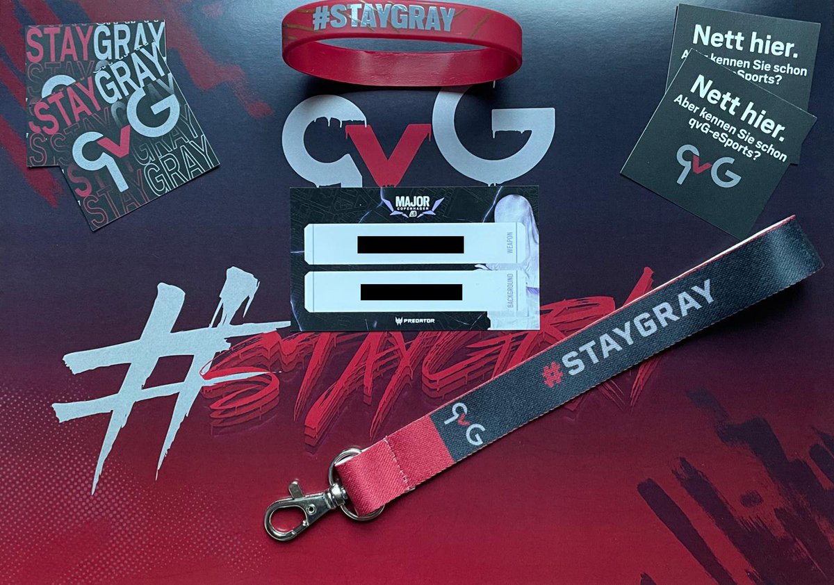 It´s time for a #Giveaway again isn´t it? 👀🔥

We´re giving away ⬇️

➡️1x Codecard from the Copenhagen R6 Major (Weapon &amp; Background skin)
➡️1x qvG "#staygray" wristband*
➡️1x qvG Lanyard (Keychain)*
➡️1x Set of Stickers "staygray"*
➡️1x Set of Stickers "nett hier..."*

To
