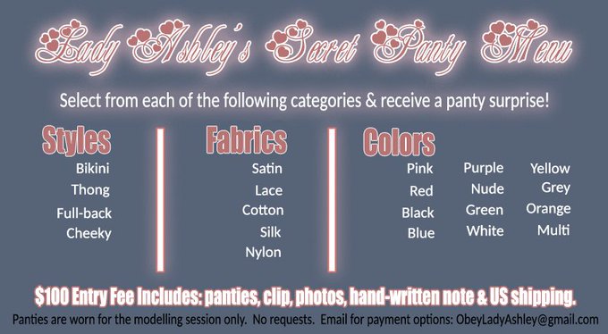 It's a panty party and you're invited!💌

Would you like to own a piece of OLA memorabilia?💖

Do panties