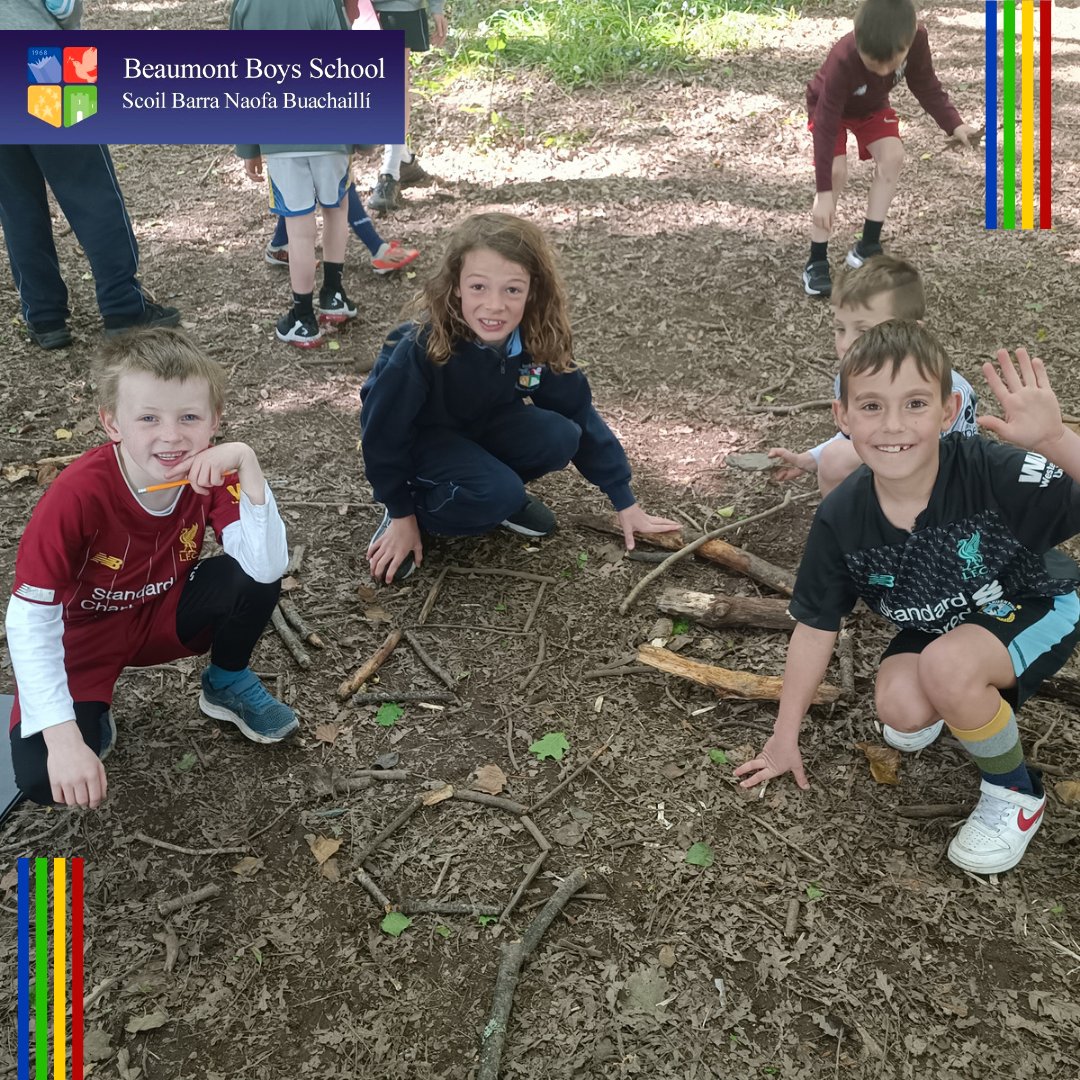 BeaumontBNS's tweet photo. Mr Coakley's and Mr Rahmoune's classes were delighted to make use of the sunny weather to get out for a maths trail today making shapes in the forest and measuring the park. #mathstrail #outdooreducation https://t.co/3qyDMrGO1f