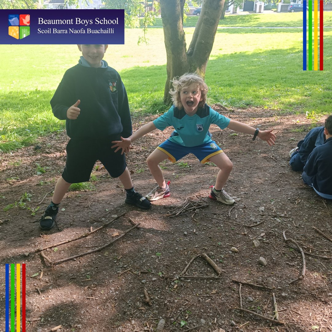 BeaumontBNS's tweet photo. Mr Coakley's and Mr Rahmoune's classes were delighted to make use of the sunny weather to get out for a maths trail today making shapes in the forest and measuring the park. #mathstrail #outdooreducation https://t.co/3qyDMrGO1f