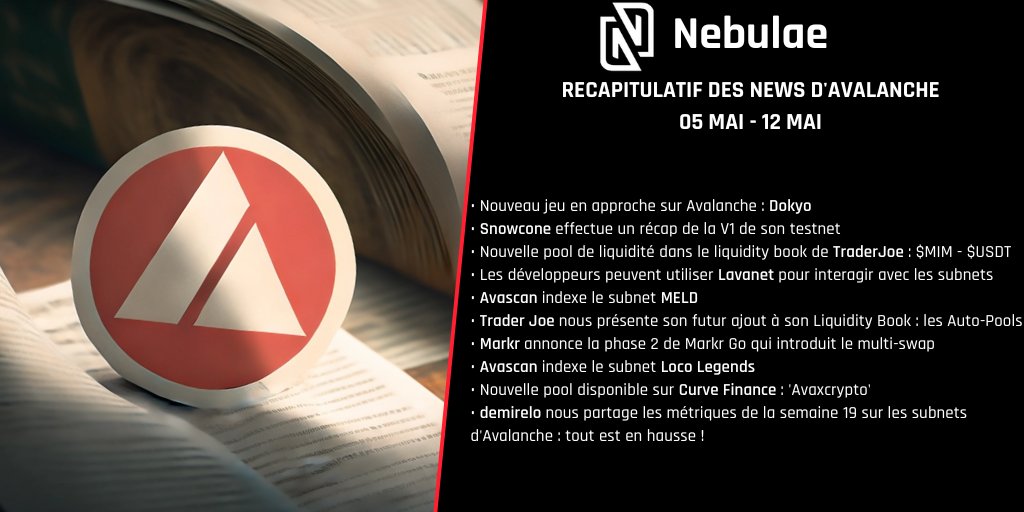 NebulaeVentures's tweet photo. [#THREAD] La semaine touche à sa fin, l’occasion de vous fournir le récapitulatif de l’actualité de la semaine sur #Avalanche avant de partir en week-end !

🧵⬇️

#ThreadNewsWeekly https://t.co/YQvj8Sx8Xw