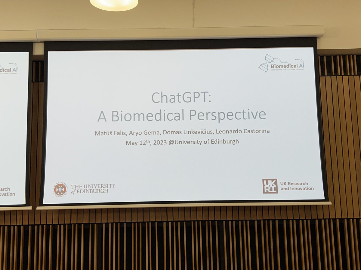 ChatGPT: A Biomedical Perspective presented by students at ⁦@BioMedAI_CDT⁩ @InfAtEd⁩