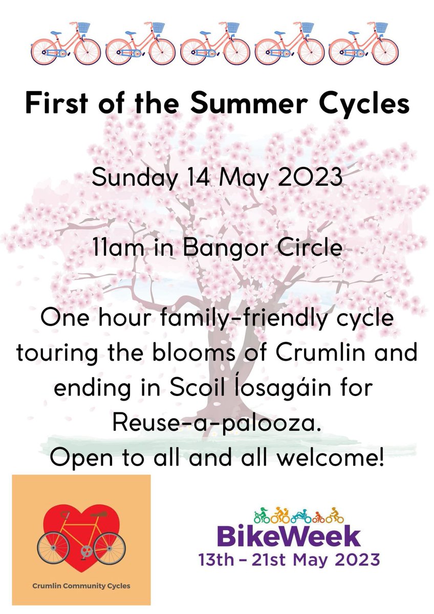 CrumlinCycles's tweet photo. Join the Community of Crumlin this Sunday @ 11am.

Open to all, and all welcome! Weekly cycles in the area of Crumlin https://t.co/N5iLXpgVKX