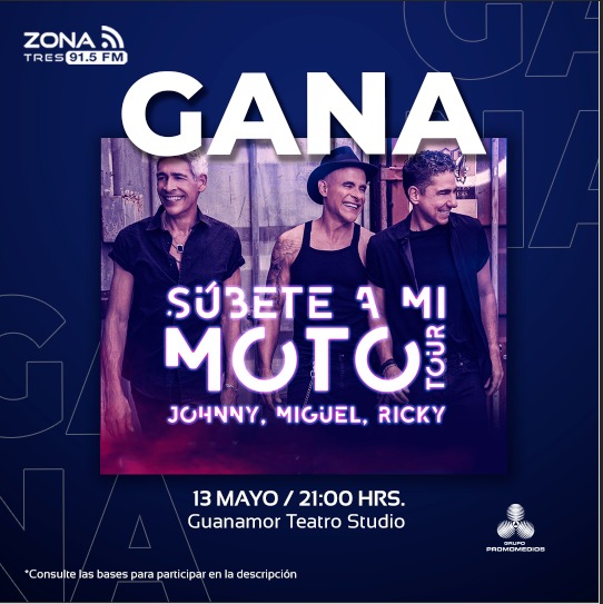 zona3noticias's tweet photo. 🎫🎶 ¡Iniciamos con el pie derecho el fin de semana!🥳
 
💎Tenemos entradas para ver a los #ExMenudo Johnny, Miguel y Ricky con su "Súbete a mi moto Tour"   

Solo tienes que completar la letra de la canción y compartir aquí 👇una foto o video que demuestre qué tan fan eres😎

"Coloreando el cielo de azul, me siento un poco mejor, mejor..."🎶🎵👀