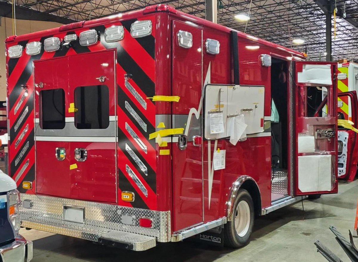 CEFireRescue's tweet photo. Check out these pictures of our new Ford E-450 Type III Ambulance in production from Greenwood Emergency Vehicles / Horton! We’re expecting delivery in the next few months. https://t.co/wpdNE6RWp3