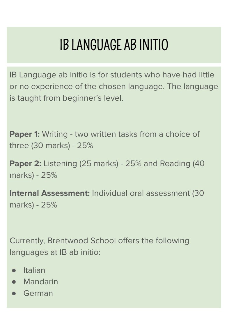 brentwood_ib's tweet photo. IB Subject Focus: Language Ab Initio, part of Group 2 (Language Acquisition).
#ithinkthereforeib @Brentwood_Lang https://t.co/AWasTU2S0j