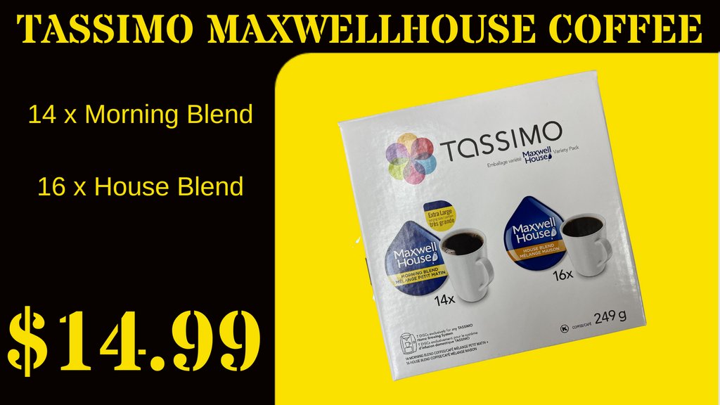 Upgrade your morning routine with Maxwell House Tassimo pods! Get 14 Morning Blend pods and 16 House Blend pods for only $14.99. Enjoy the convenience and delicious taste of Tassimo pods today. #MaxwellHouse #Tassimo #MorningBlend #HouseBlend #CoffeeLovers