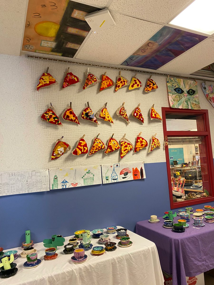 UnionVt's tweet image. All of the beautiful work from Arts Night has stolen a pizza our hearts!🍕😍 A huge thank you to our specialists at Union Street for organizing this as well as all of our students, families, and staff members for stopping in last week to participate in the event.
