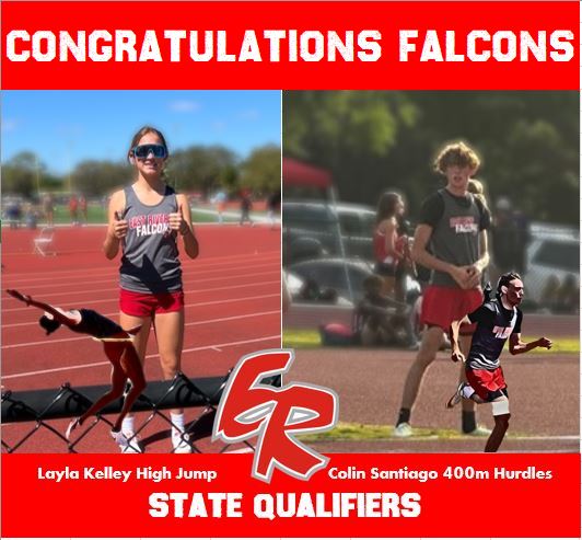 Congratulations to Layla Kelley and Colin Santiago for qualifying for the Florida State Track & Field Championships on May 19th at the University of North Florida in Jacksonville.