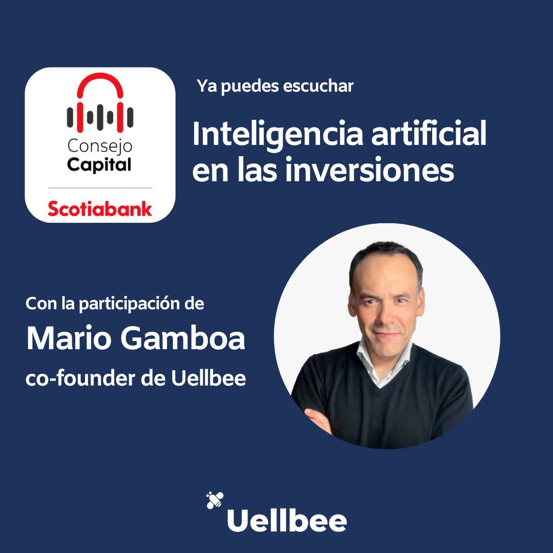 uellbee's tweet photo. La inteligencia artificial ha tomado un papel fundamental -en muchas cosas- y eso incluye las inversiones. ¿Cómo? Pues escucha a nuestros cofounder @MarioGamboa con @susaenz en el #podcast #ConsejoCapital 👉 https://t.co/yKJYJ3ig8M https://t.co/olzsrIANHJ