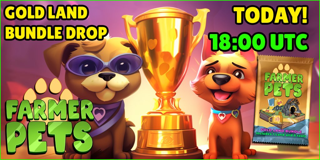 👀Se acerca la hora de poder hacerse con un #GoldLand Pack!
🕕 18:00 UTC
¿Necesitas Whitelist access?
Tag 2 amigos y haz RT y podrás tenerlo antes de la hora del DROP
Recuerda, desde mi referido 👇
play.farmerpets.com/drops?referral…
#Drop #waxing <a href="/farmerpets/">farmerpets</a>