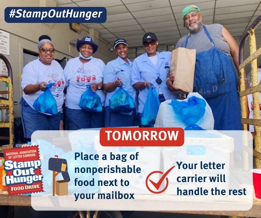 Tomorrow is the day.  Please support this drive--every little bit helps! #nalc #foodbank #fbea #auburnal #opelikaal #tuskegeeal #USPS #dadevilleal #fooddrive