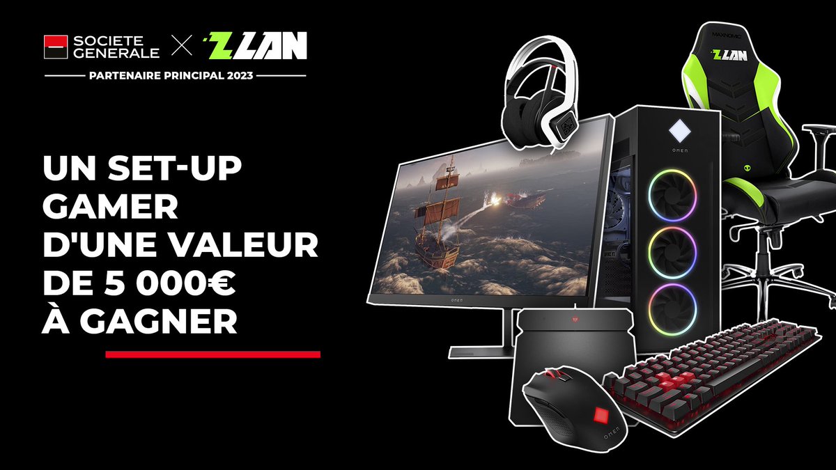 ZLAN | #ZLAN2025 (@zlan_fr) on Twitter photo C'est l'heure du giveaway annuel par notre partenaire principal <a href="/SGesport/">Société Générale Esport</a> 🎮
Un set-up gaming d'une valeur de 5000€ à gagner ! 🎁
Pour participer :
- Follow <a href="/ZLAN_FR/">ZLAN</a> et <a href="/SGesport/">Société Générale Esport</a>
- RT ce tweet
T.A.S le 16/05/2023 C'est l'heure du giveaway annuel par notre partenaire principal <a href="/SGesport/">Société Générale Esport</a> 🎮
Un set-up gaming d'une valeur de 5000€ à gagner ! 🎁
Pour participer :
- Follow <a href="/ZLAN_FR/">ZLAN</a> et <a href="/SGesport/">Société Générale Esport</a>
- RT ce tweet
T.A.S le 16/05/2023