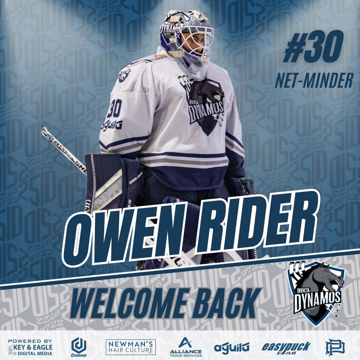 RIDER IS WELCOMED BACK FOR THE 2023/24 SEASON

Our first signing of the season is an important one!  Our homegrown netminder, Owen Rider, will return to his post between the pipes in September!

Full story here invictadynamos.co.uk/rider-is-welco…