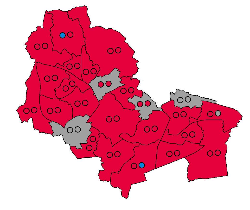 Wigan Metropolitan Borough Council Election 2023

🌹 Labour/Labour Co-Op - 64 (+3)
👤 Independent - 9 (+2)
🌳 Conservative - 2 (-5)