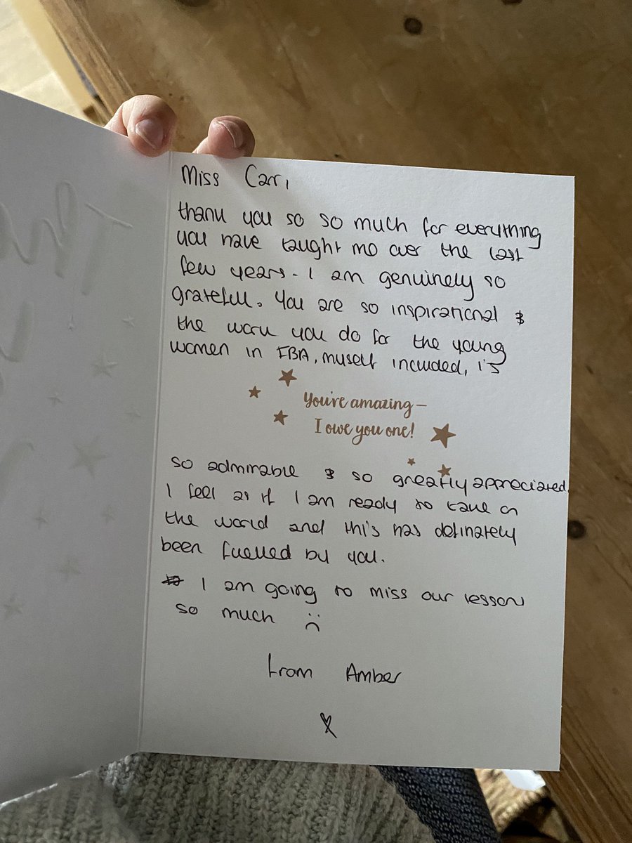 At the end of teaching 150 Year 11’s for one hour, one of them gave me this. It’s a bloody hard job, but it’s a great job too. 🥰
Roll on Monday’s exam!