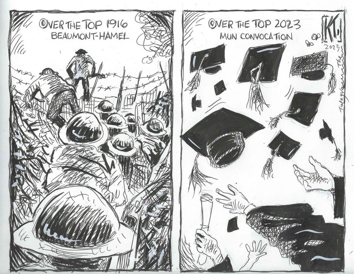 ‘Caps off’ to Memorial University grads celebrating at the upcoming 2023 Convocation.
Remember, our university was established as a Memorial to Newfoundlanders who lost their lives in the First World War and subsequent conflicts.
Where once they stood, we stand. <a href="/StJohnsTelegram/">The Telegram</a>