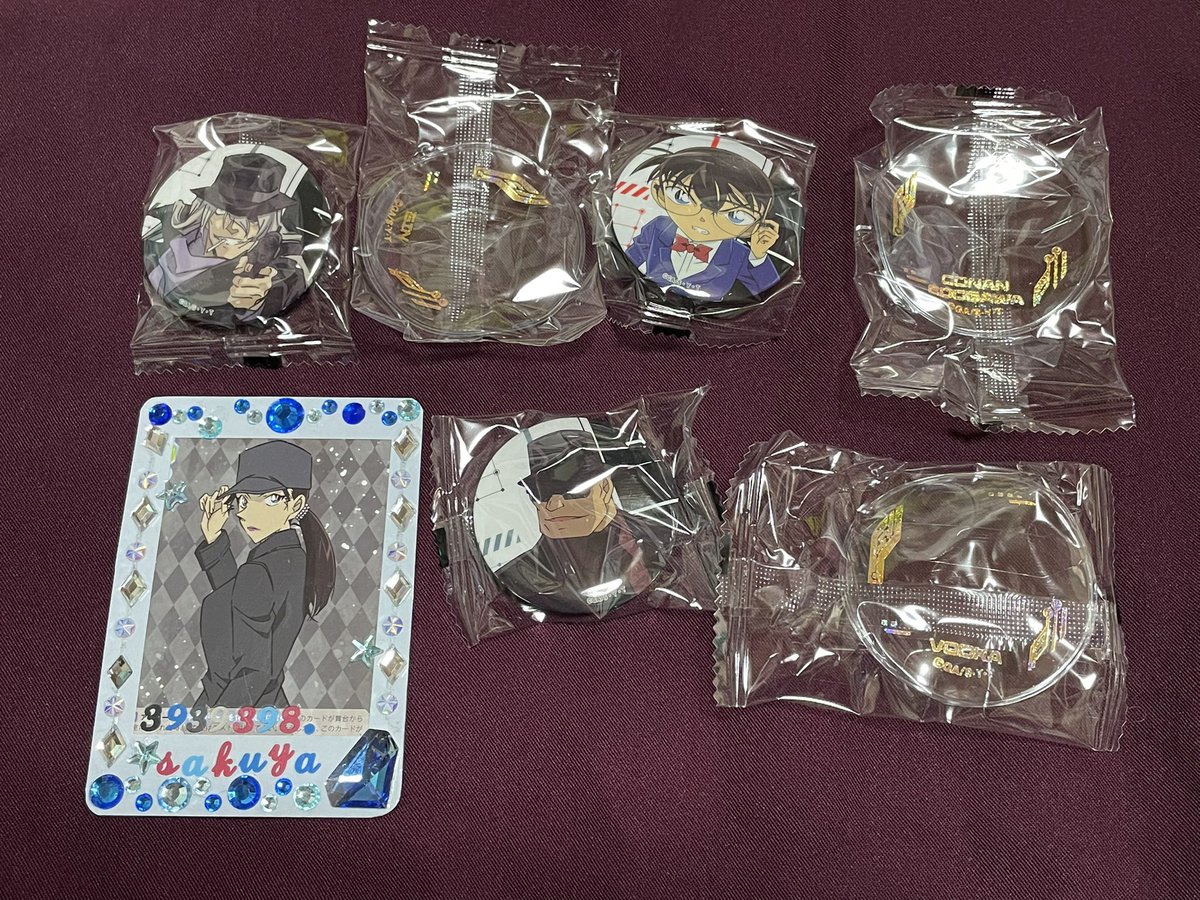 3939398_sakuya's tweet photo. 交換 名探偵コナン カプセル缶バッジ&amp;カバー vol.3

譲
江戸川コナン、ジン、ウォッカ

求
ベルモット、キャンティ、キール

プロカ必読
譲･求全て各1で募集しております。
まとめての交換最優先 https://t.co/LqLbUNDXhA