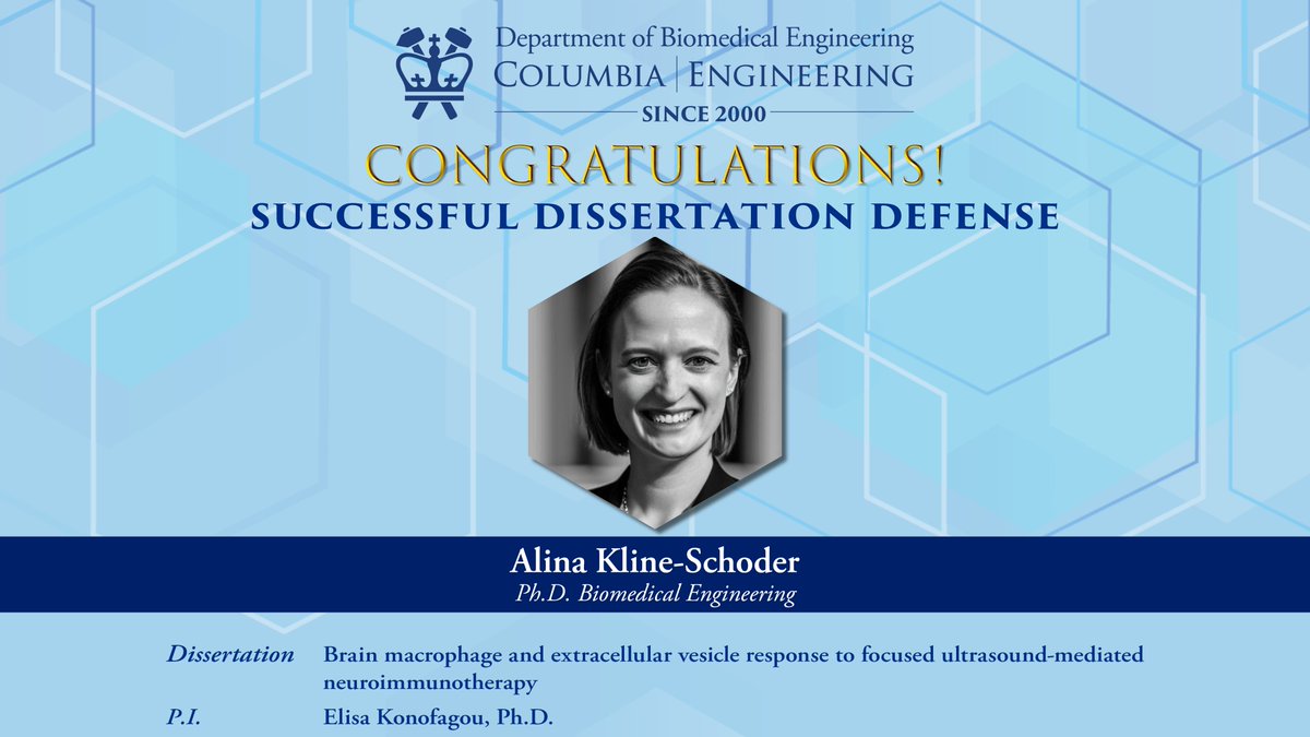 Columbia BME (@columbiabme) on Twitter photo ππ Congratulations to Columbia BME's Alina Kline-Schoder on successfully defending her dissertation!
"Brain macrophage and extracellular vesicle response to focused ultrasound-mediated neuroimmunotherapy"
(PI: Elisa Konofagou <a href="/ColumbiaUEIL/">Konofagou Lab at Columbia University</a>)
Best wishes, Dr. Kline-Schoder! ππ Congratulations to Columbia BME's Alina Kline-Schoder on successfully defending her dissertation!
"Brain macrophage and extracellular vesicle response to focused ultrasound-mediated neuroimmunotherapy"
(PI: Elisa Konofagou <a href="/ColumbiaUEIL/">Konofagou Lab at Columbia University</a>)
Best wishes, Dr. Kline-Schoder!