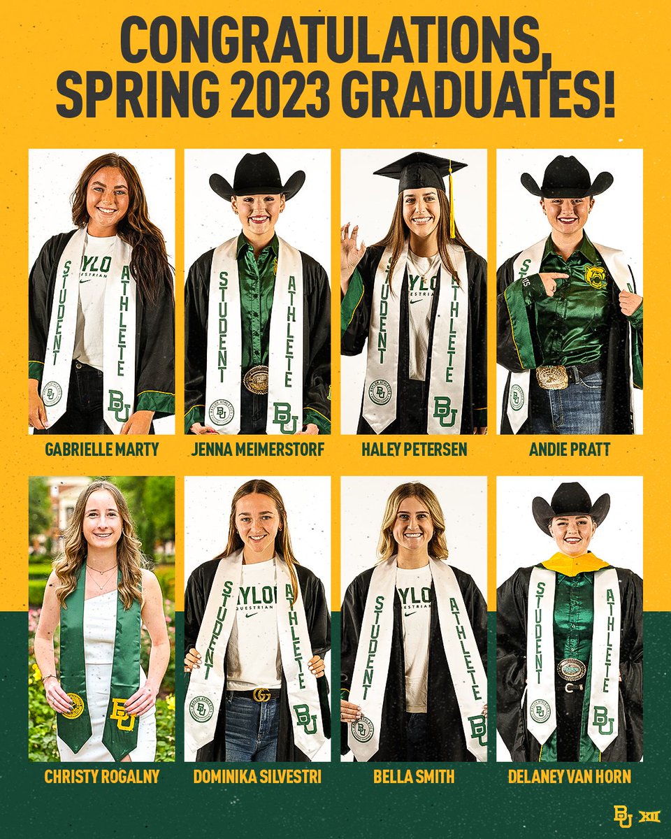 BaylorEQ's tweet photo. 𝑪𝒐𝒏𝑮𝑹𝑨𝑫𝒖𝒍𝒂𝒕𝒊𝒐𝒏𝒔 to our Spring 2023 graduates! 🎓

#SicEm 🐻💚💛 https://t.co/57OxX3RKQk