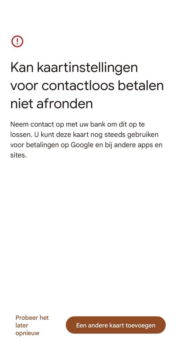 Go_or_No_Go's tweet photo. @ABNAMRO ik probeer de pinpas van mijn 13-jarige zoon toe te voegen aan Google Wallet zodat hij met zijn mobiel kan betalen in de winkel. Dit geeft een foutmelding. Is dit niet mogelijk? https://t.co/esq6xlAhQJ