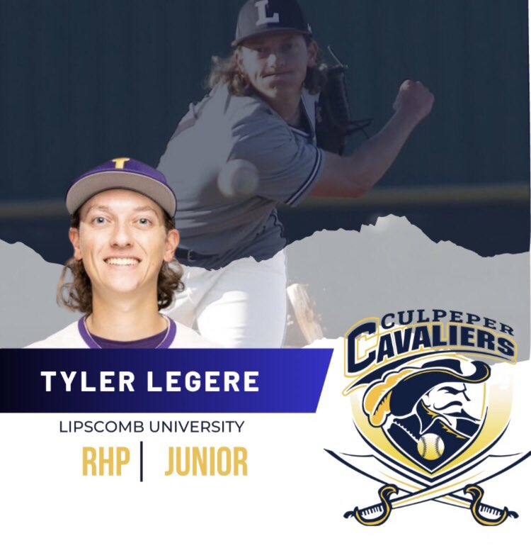 Today the Cavs welcome the 2nd of our 3 players from <a href="/BisonBaseball/">Lipscomb Baseball</a> - junior pitcher <a href="/TylerLegere1/">TylerLegere</a> #summercollegiatebaseball
